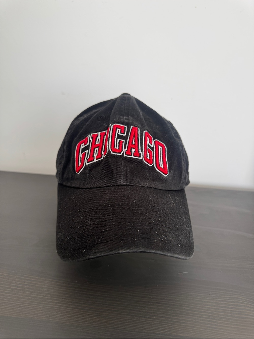 New Era Black Hat with Red Chicago Embroidery